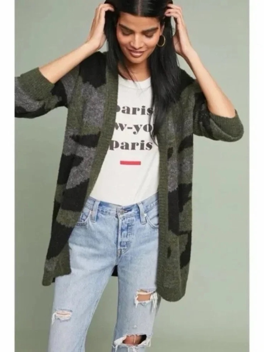 Anthropologie Moth Camo Cardigan